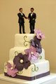 31 White and Purple Wedding Cake with Grooms