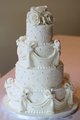 19 White Silver Pearl Swaged Wedding cake